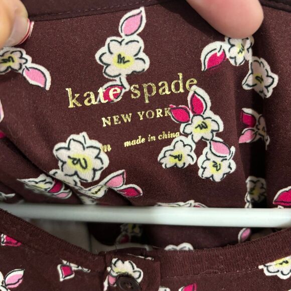Kate Spade New York Women's Henley Pajama Top Sleep Shirt Red Floral Medium - Picture 4 of 7